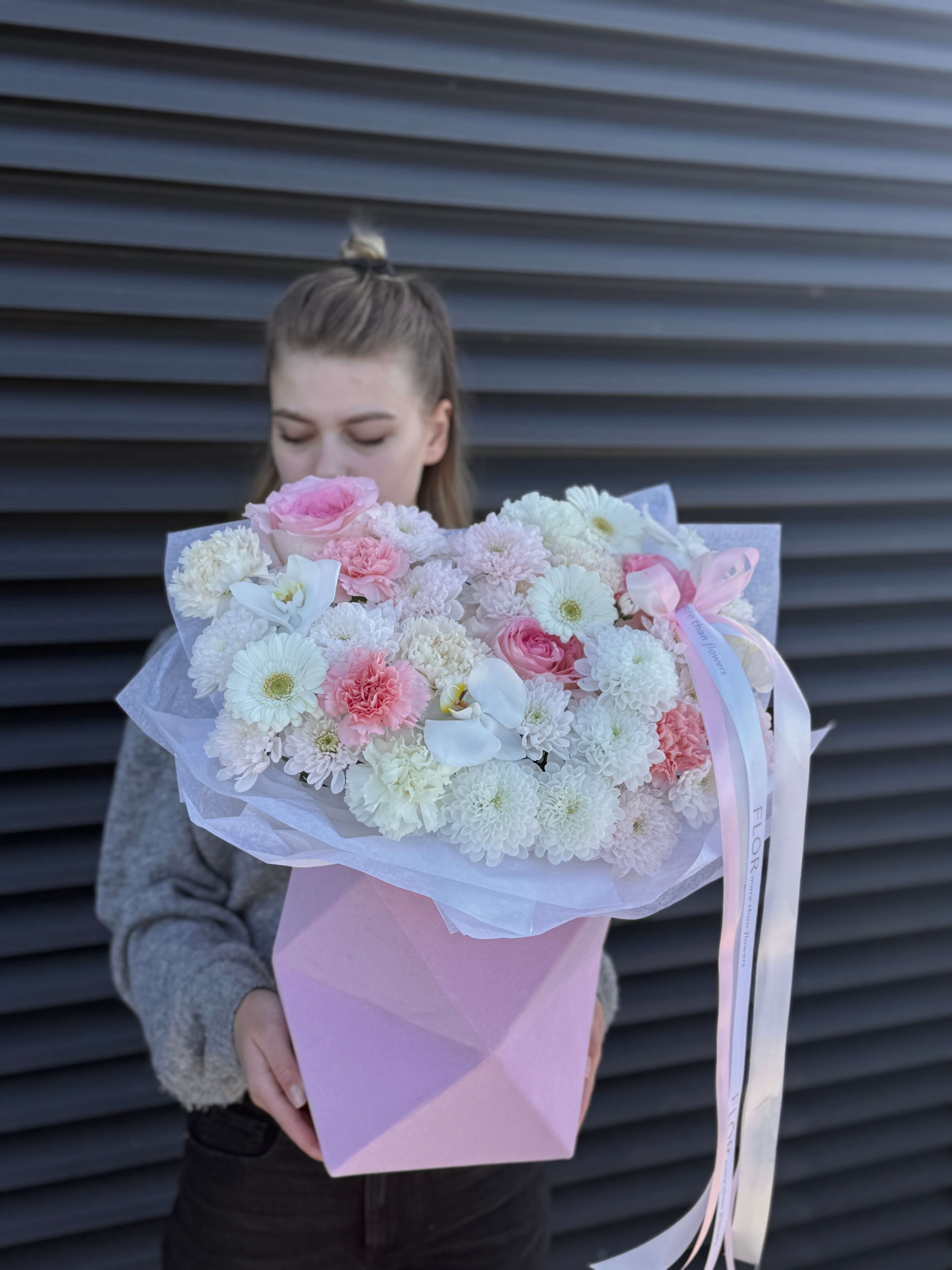 Asymmetrical FlowerBox with a mix of flowers